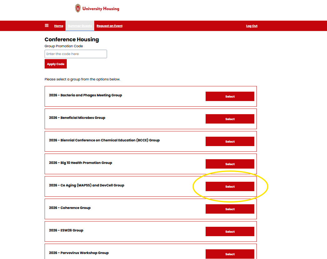 Step 5 — Select the corresponding conference or program